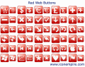Red web buttons for web 2.0 social sites