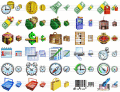 Many icons related to commerce and finance
