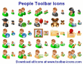 Icons of people drawn in avatar-like style