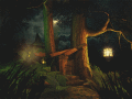 3D скринсейвер с ночным заколдованным лесом.
